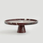 Crimson Marquina Marble Pedestal Tray