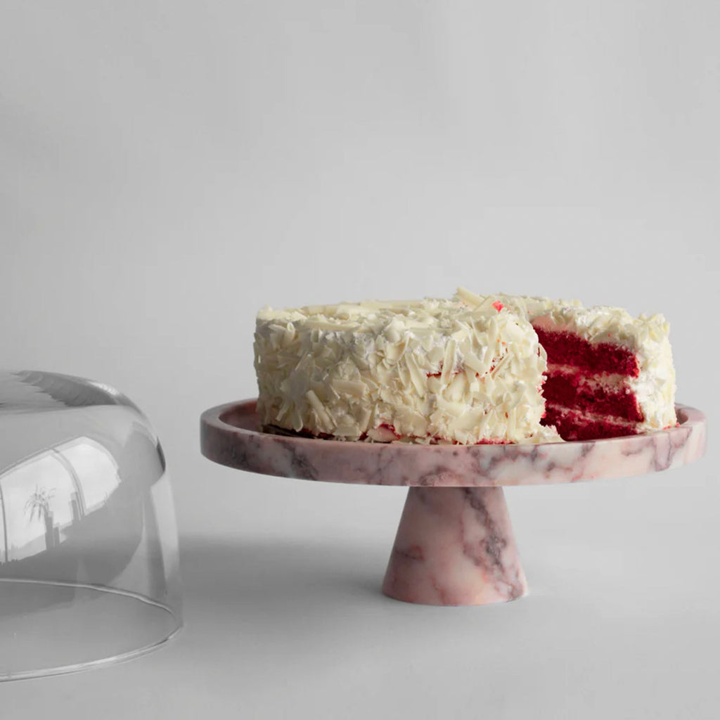 Crimson Marquina Marble Pedestal Tray