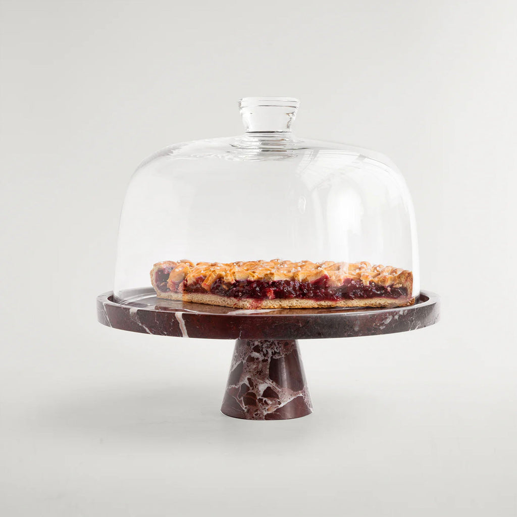 Crimson Marquina Marble Pedestal Tray