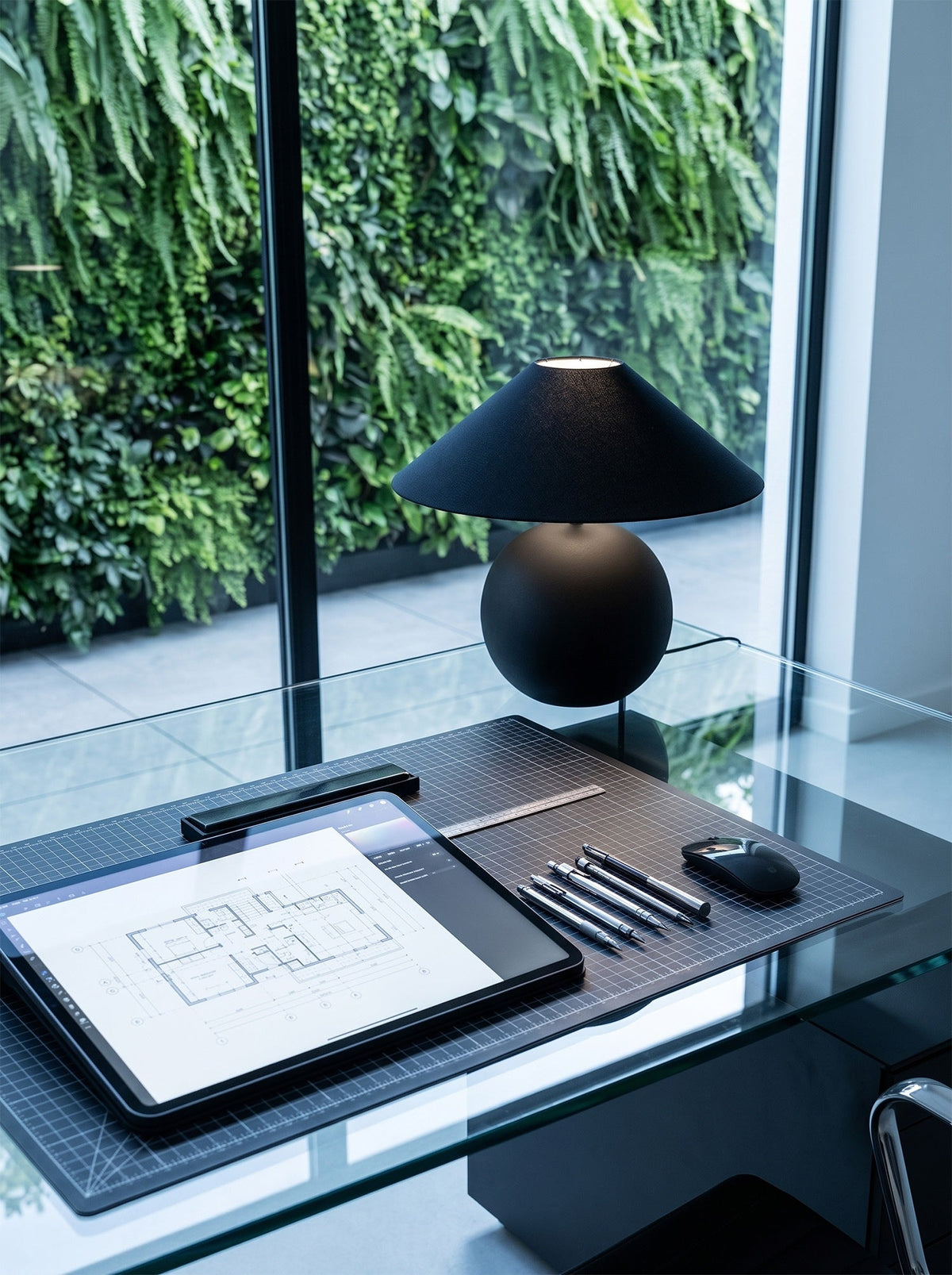 Obsidian Sphere Table Lamp