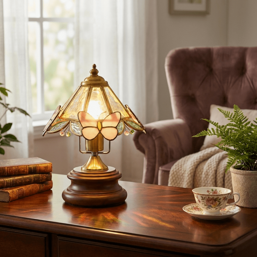 Butterfly Glow Tiffany Table Lamp