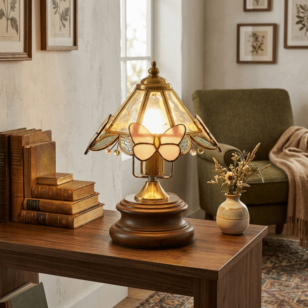 Butterfly Glow Tiffany Table Lamp