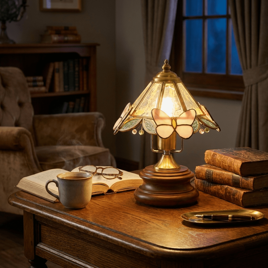 Butterfly Glow Tiffany Table Lamp