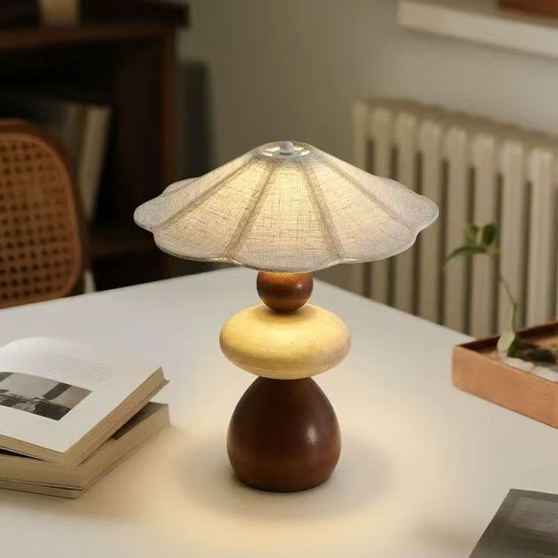 Wood Pebble Table Lamp