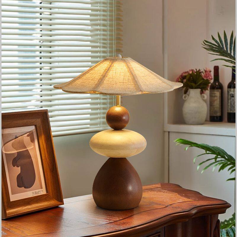 Wood Pebble Table Lamp