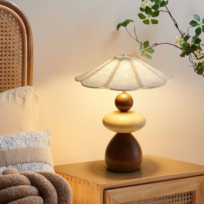 Wood Pebble Table Lamp