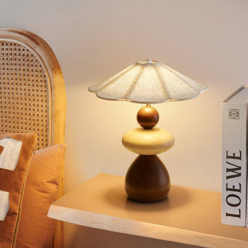 Wood Pebble Table Lamp