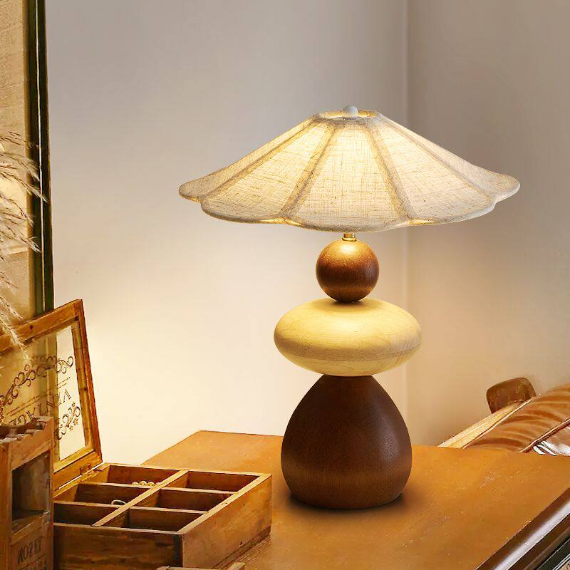 Wood Pebble Table Lamp