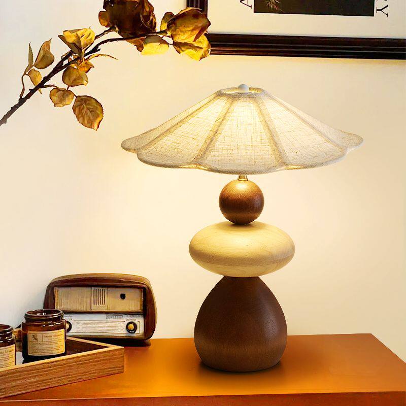 Wood Pebble Table Lamp