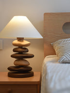 Stacked Pebble Wood Table Lamp