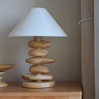 Stacked Pebble Wood Table Lamp