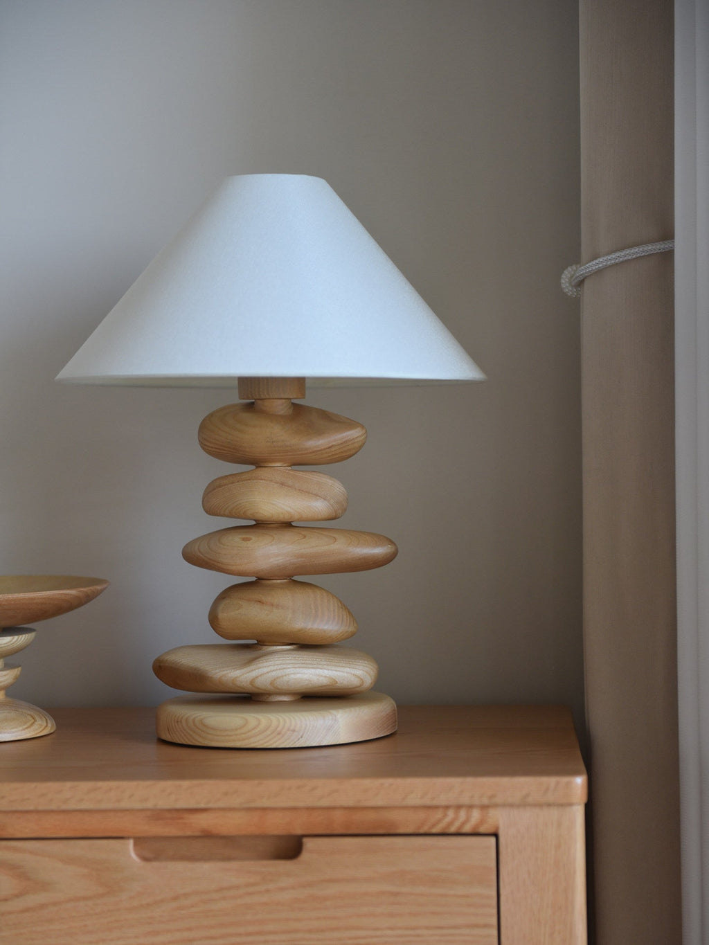 Stacked Pebble Wood Table Lamp