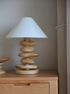 Stacked Pebble Wood Table Lamp