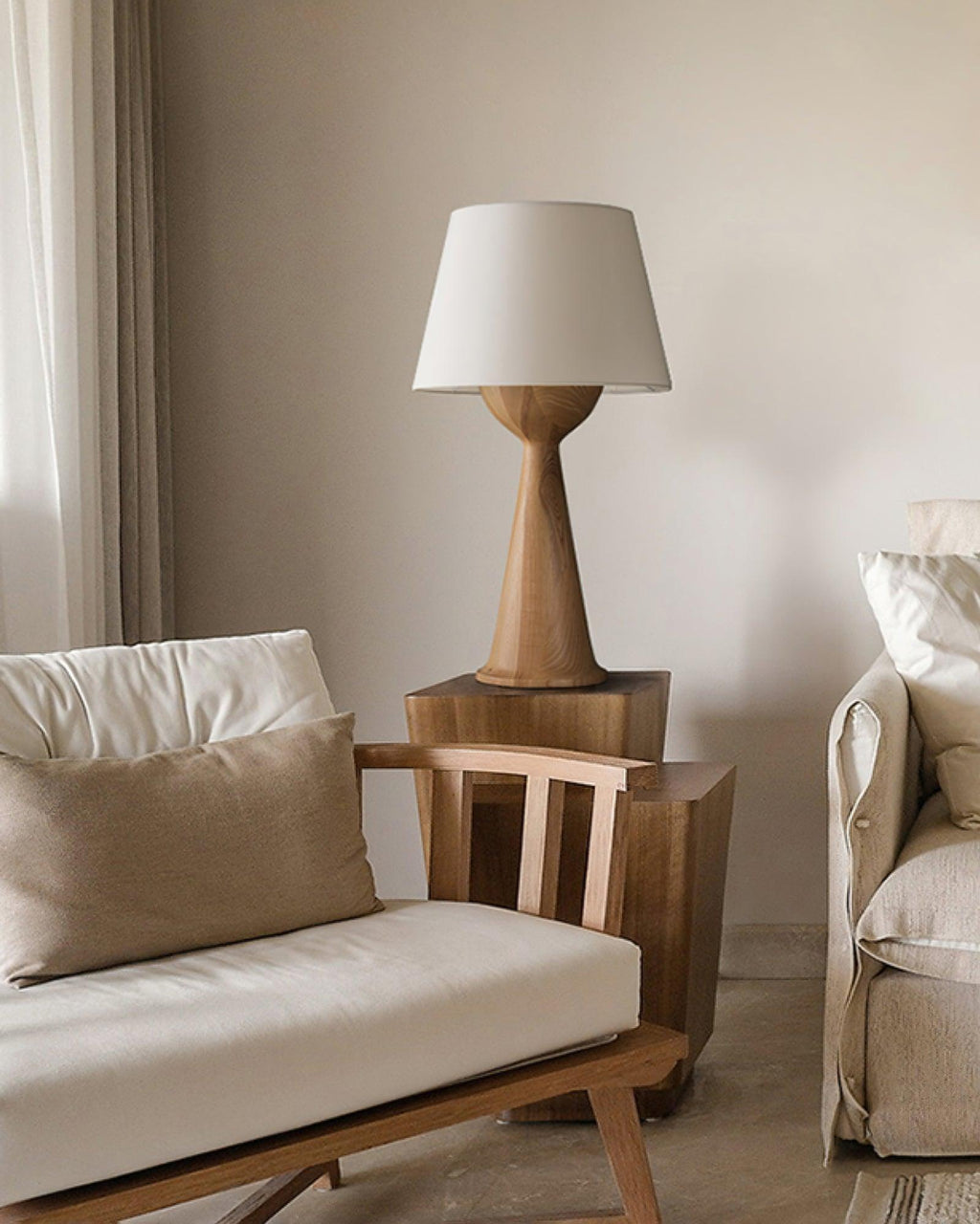 Hourglass Wood Table Lamp