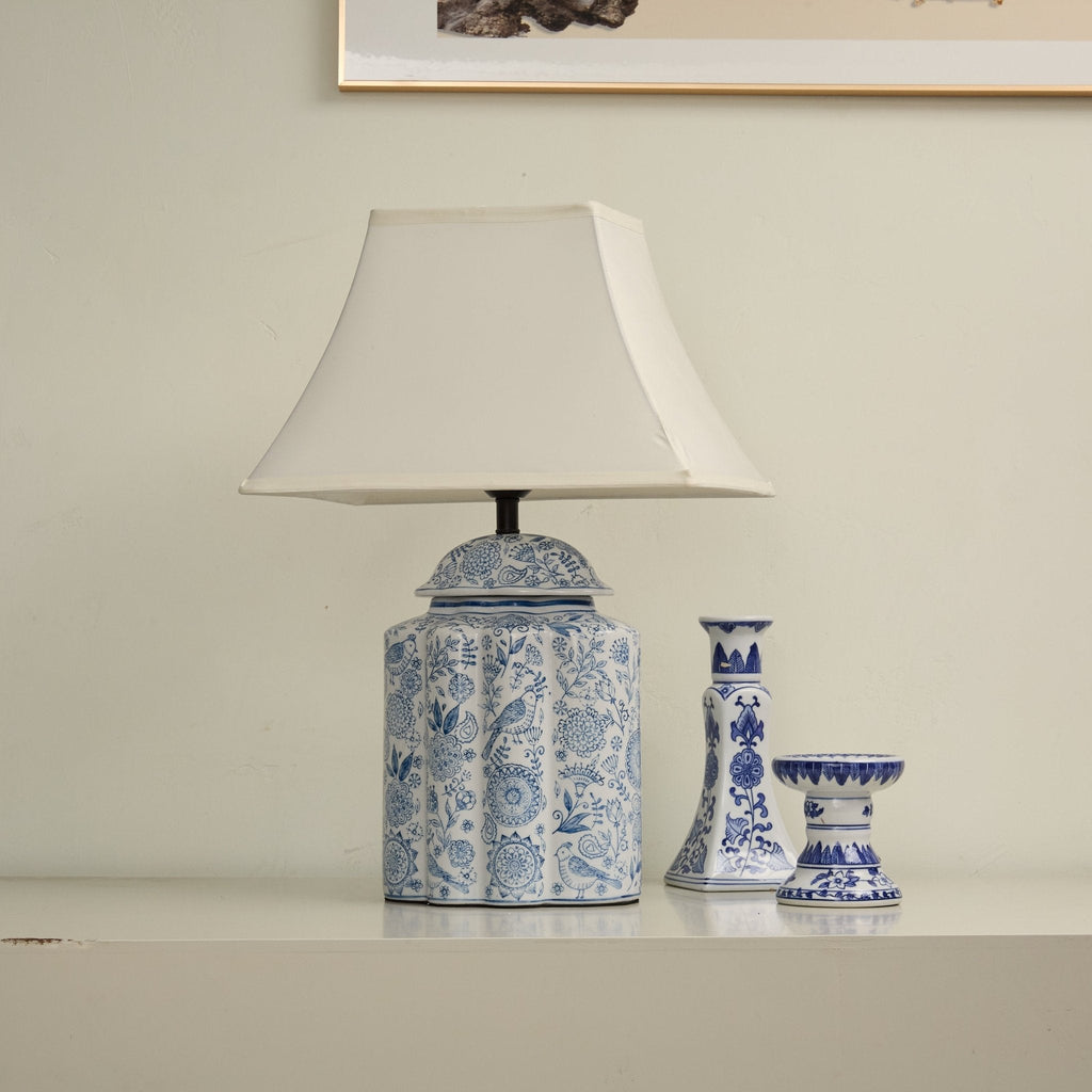 Floral Bird Jar Table Lamp