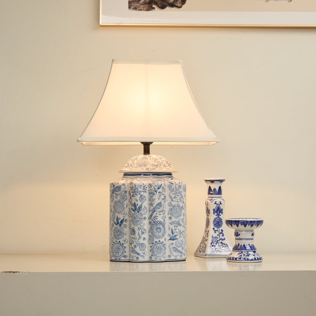 Floral Bird Jar Table Lamp