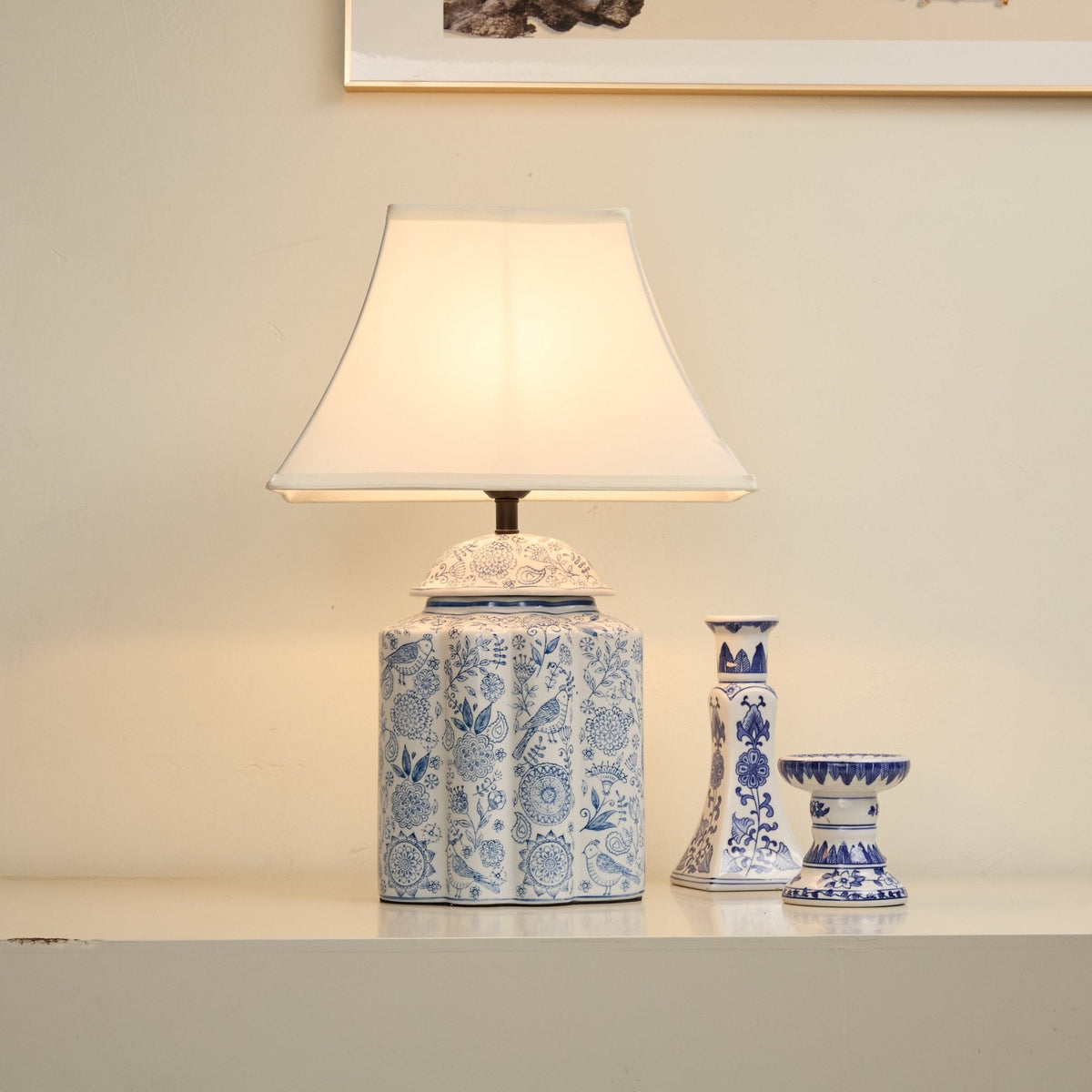 Floral Bird Jar Table Lamp