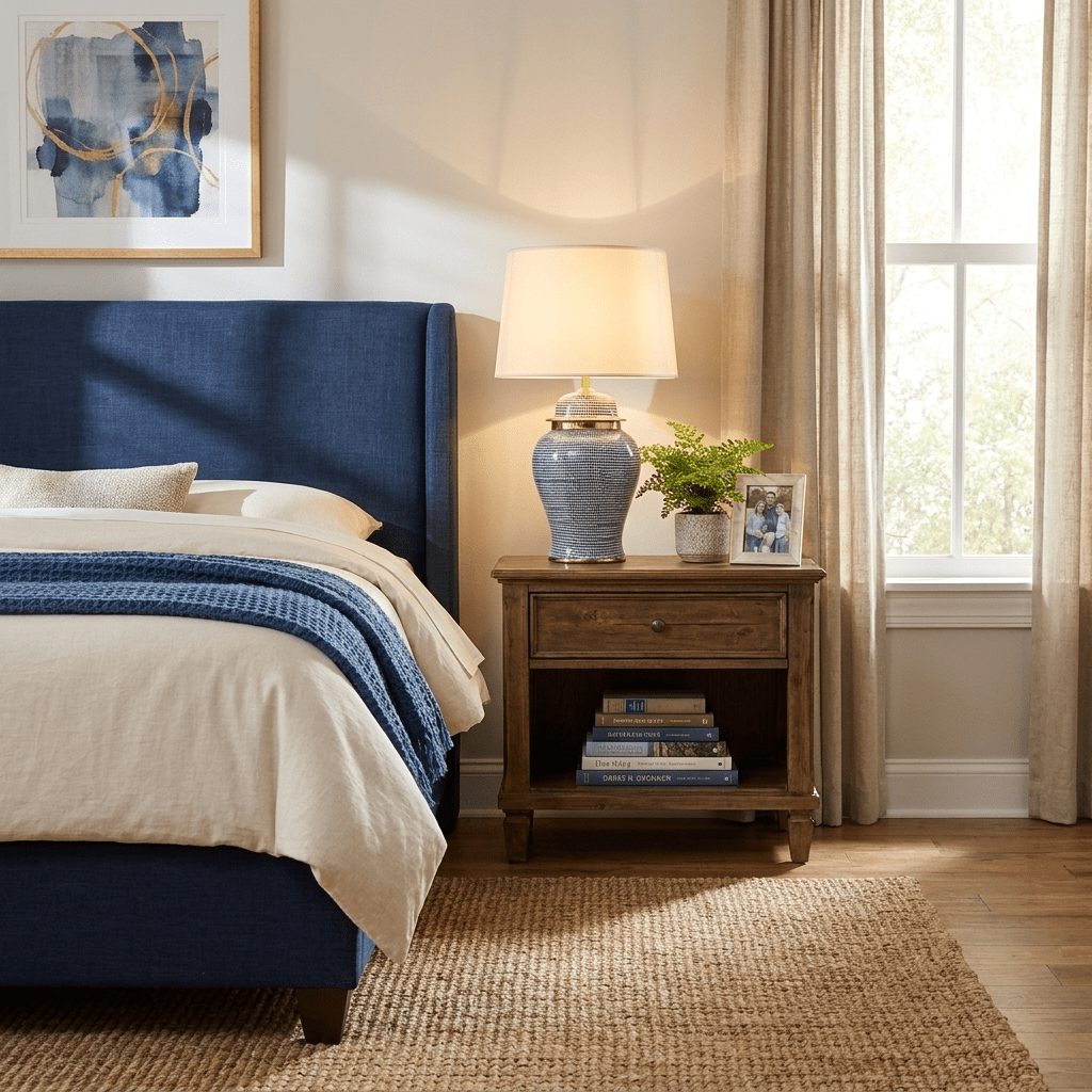 Indigo Dot Patterned Ceramic Table Lamp