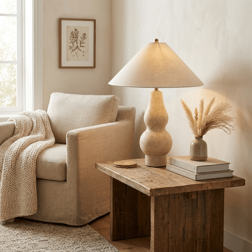 Tovelle Yellow Travertine Table Lamp