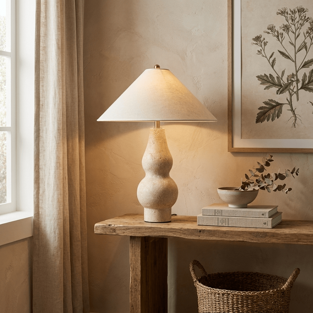 Tovelle Yellow Travertine Table Lamp