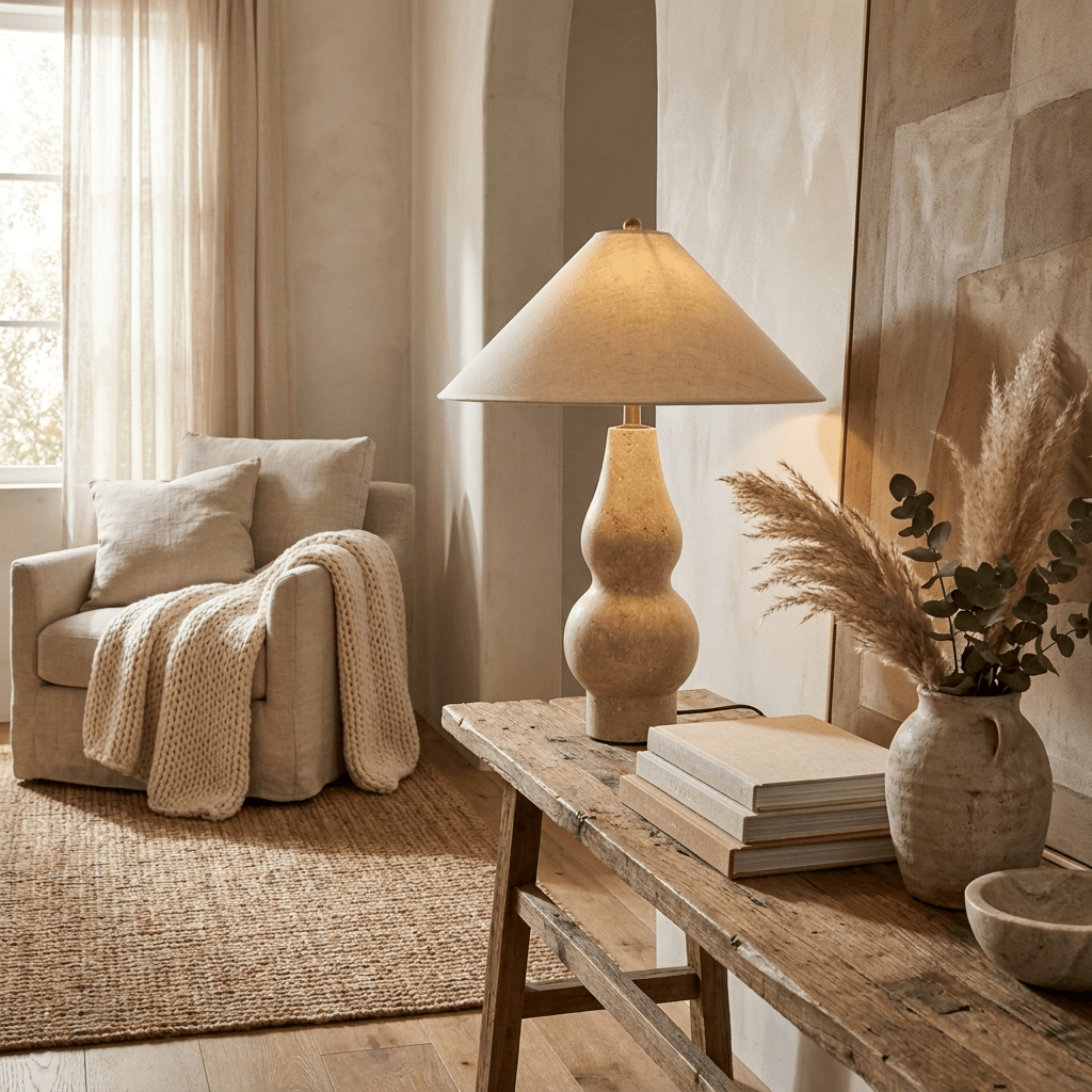 Tovelle Yellow Travertine Table Lamp
