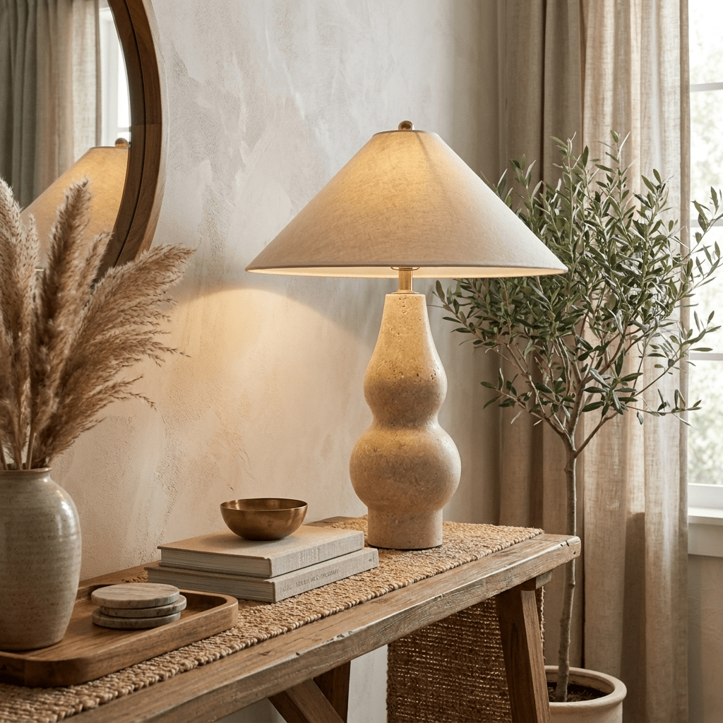 Tovelle Yellow Travertine Table Lamp