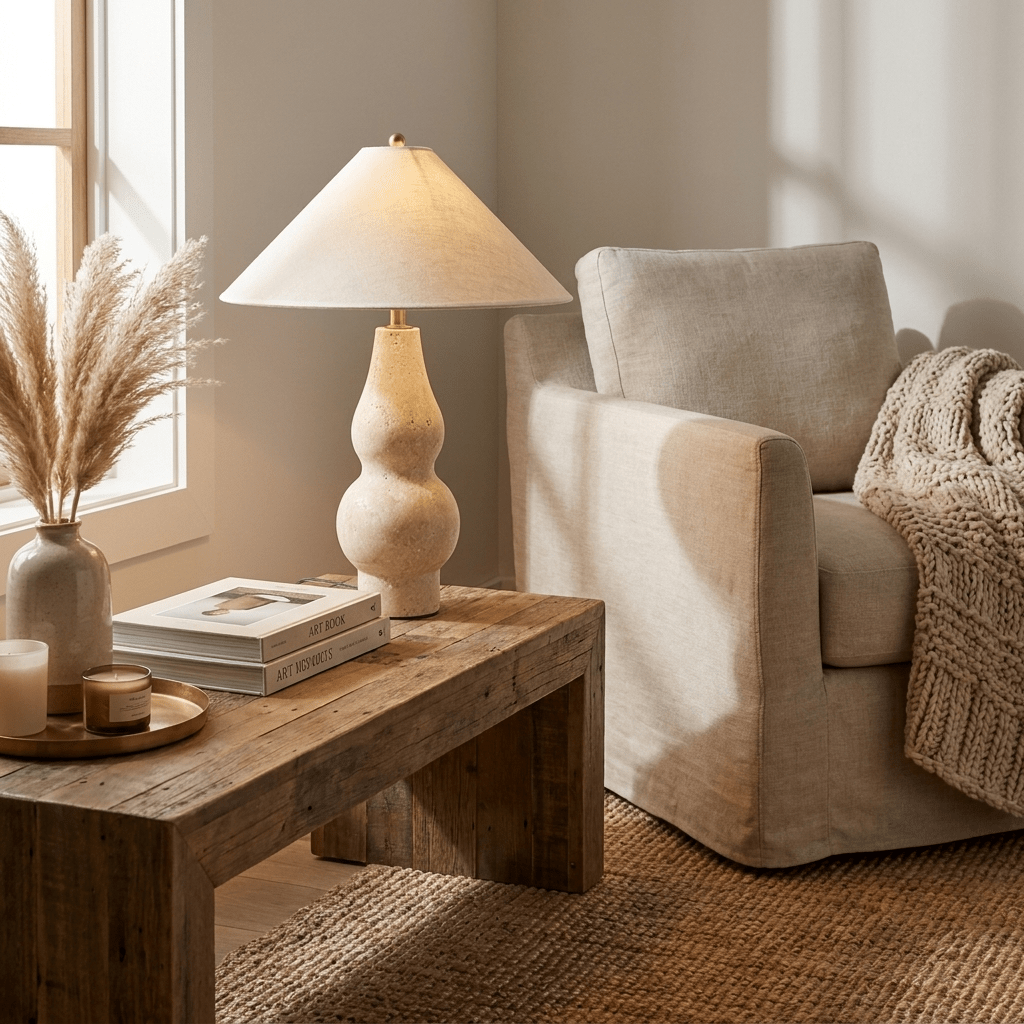 Tovelle Yellow Travertine Table Lamp