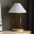 Pleated Retro Wooden Table Lamp