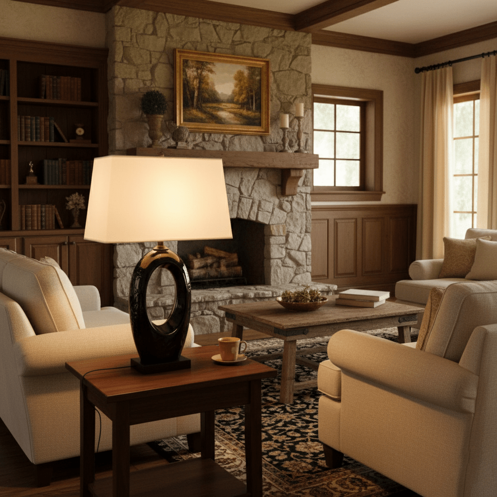 Hollow Oval Ceramic Table Lamp