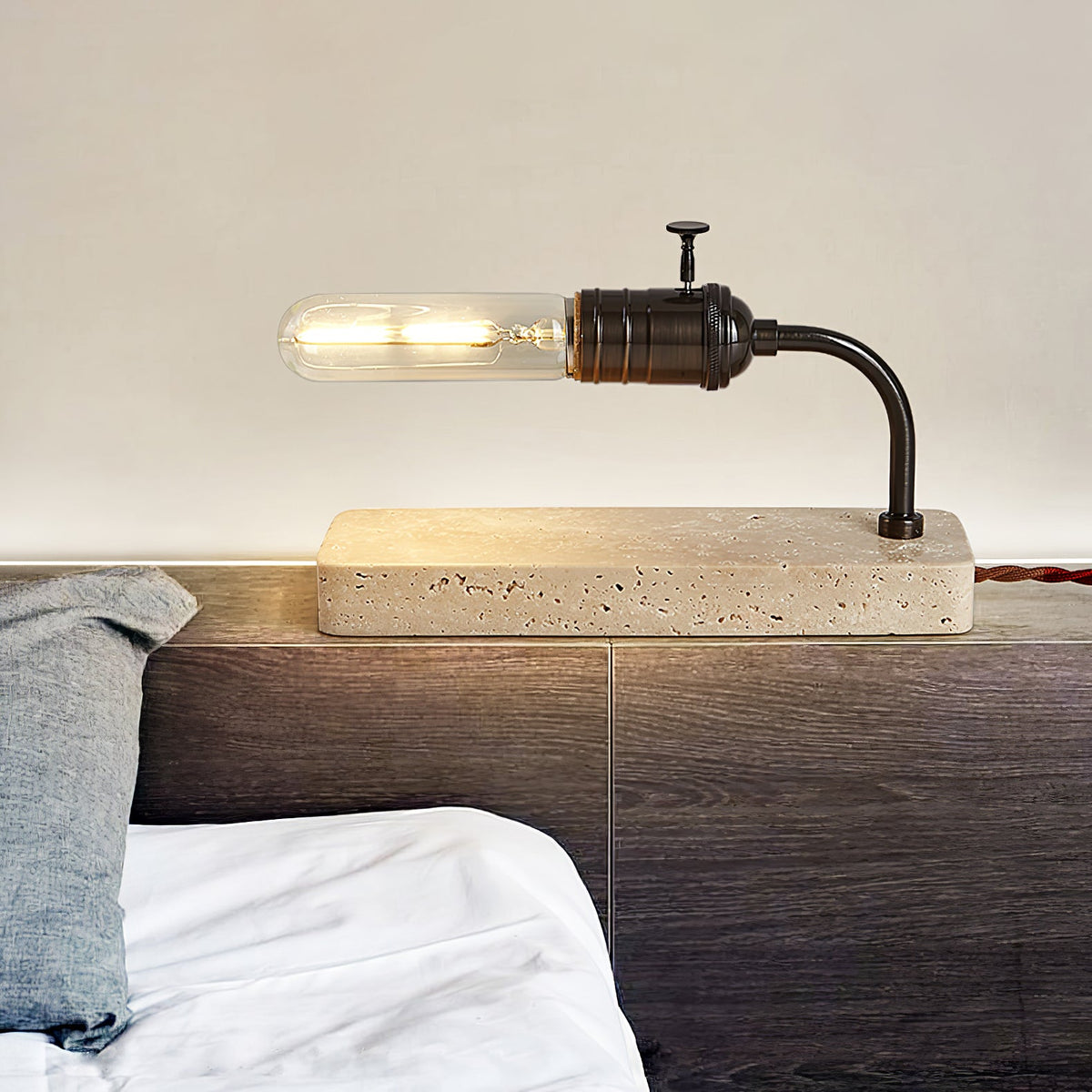 Travertine Vintage Tube Table Lamp