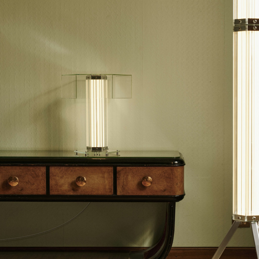 Hexagonal Glass Table Lamp