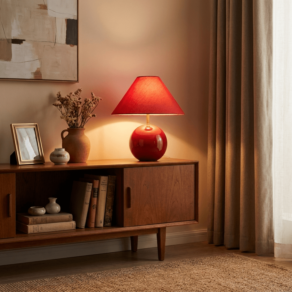 Cinabra Red Ceramic Table Lamp