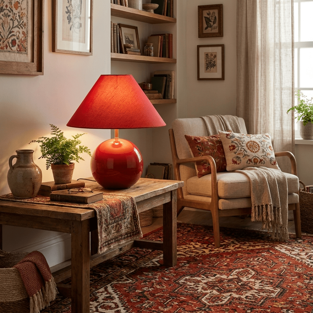 Cinabra Red Ceramic Table Lamp