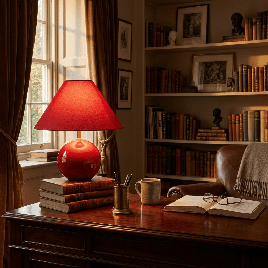 Cinabra Red Ceramic Table Lamp