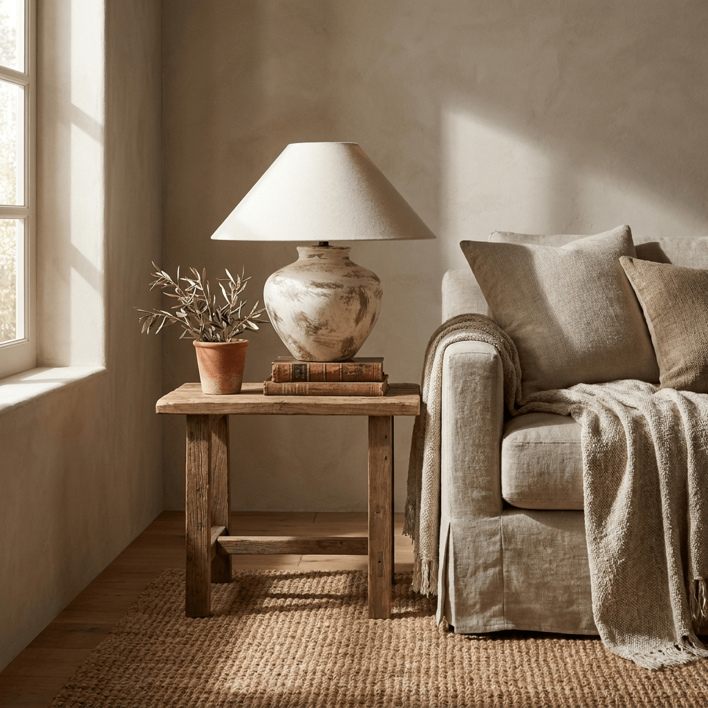 Calcina Whitewashed Ceramic Table Lamp