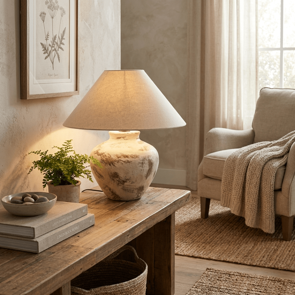 Calcina Whitewashed Ceramic Table Lamp