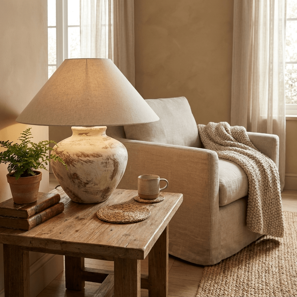 Calcina Whitewashed Ceramic Table Lamp