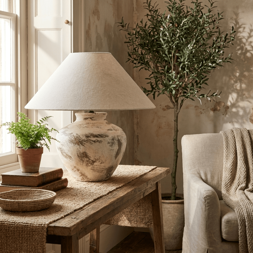 Calcina Whitewashed Ceramic Table Lamp