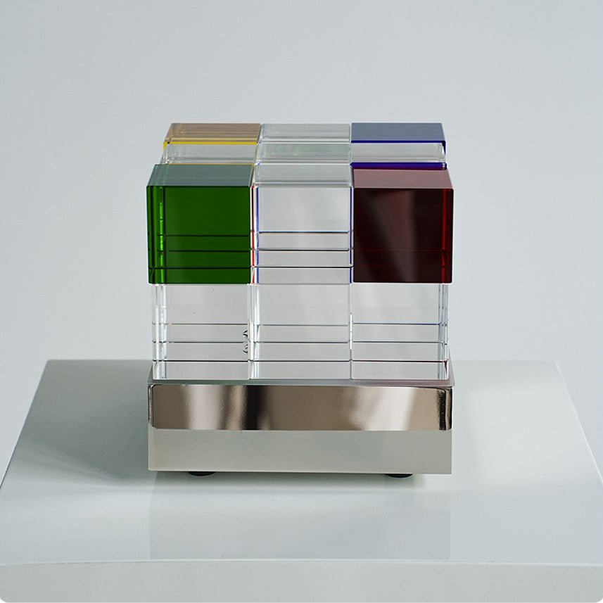 Colored Crystal Cube Table Lamp