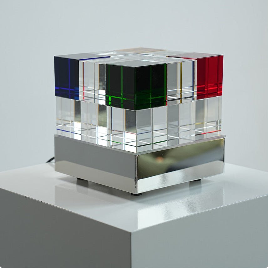 Colored Crystal Cube Table Lamp