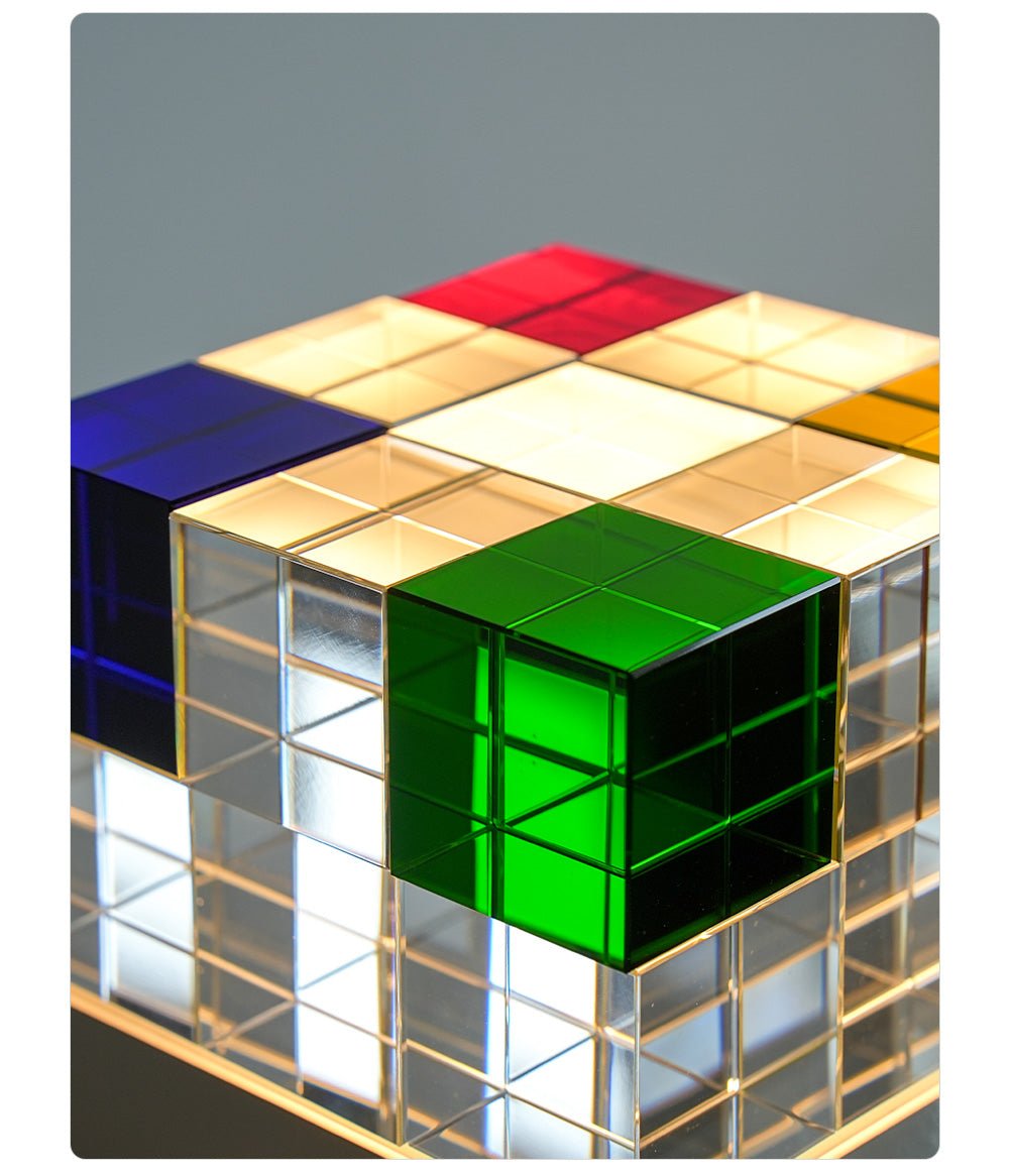 Colored Crystal Cube Table Lamp