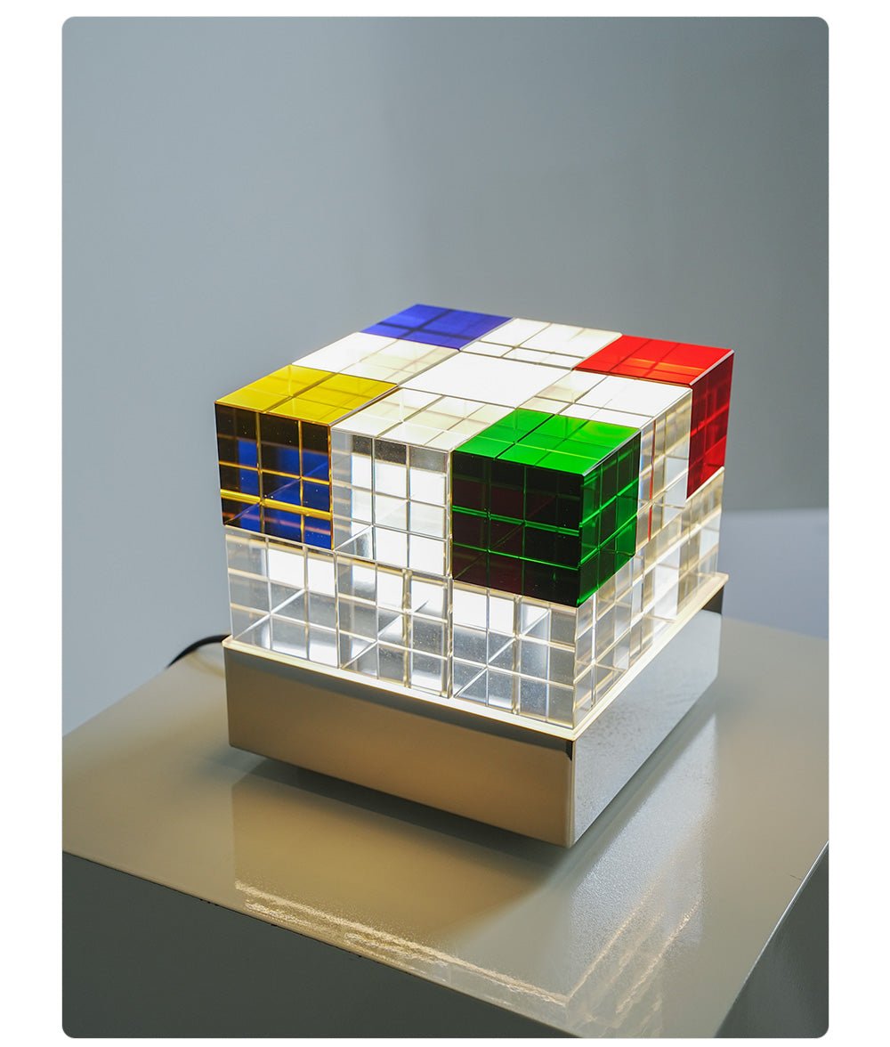 Colored Crystal Cube Table Lamp