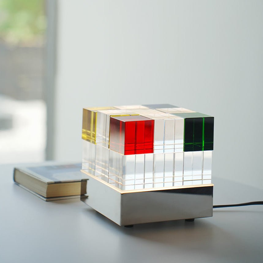 Colored Crystal Cube Table Lamp