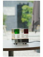 Colored Crystal Cube Table Lamp