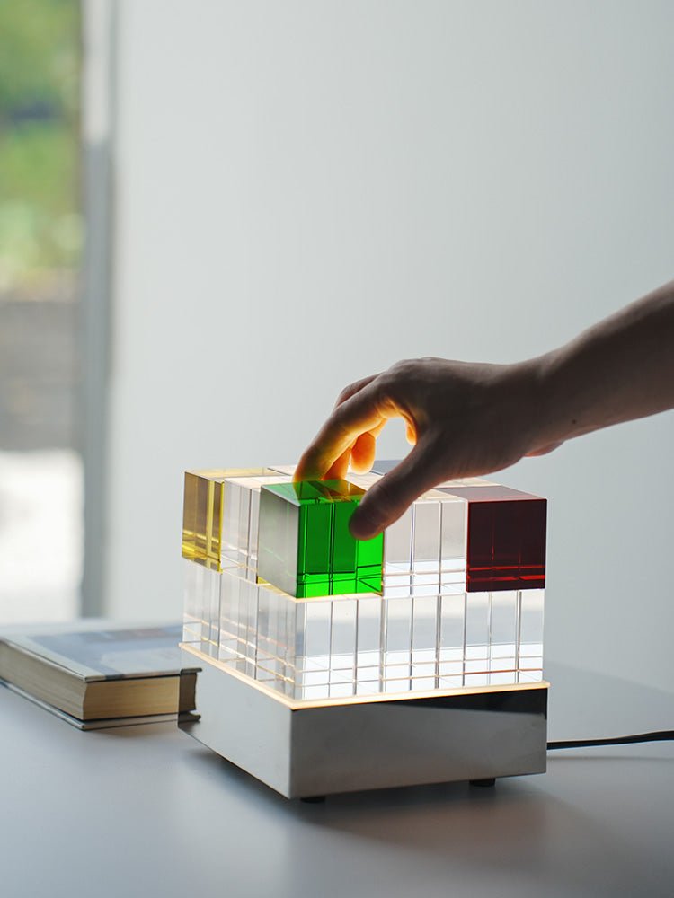 Colored Crystal Cube Table Lamp