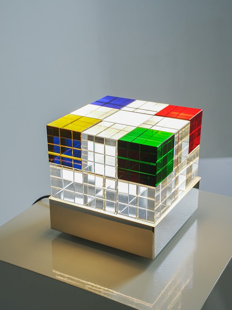 Colored Crystal Cube Table Lamp