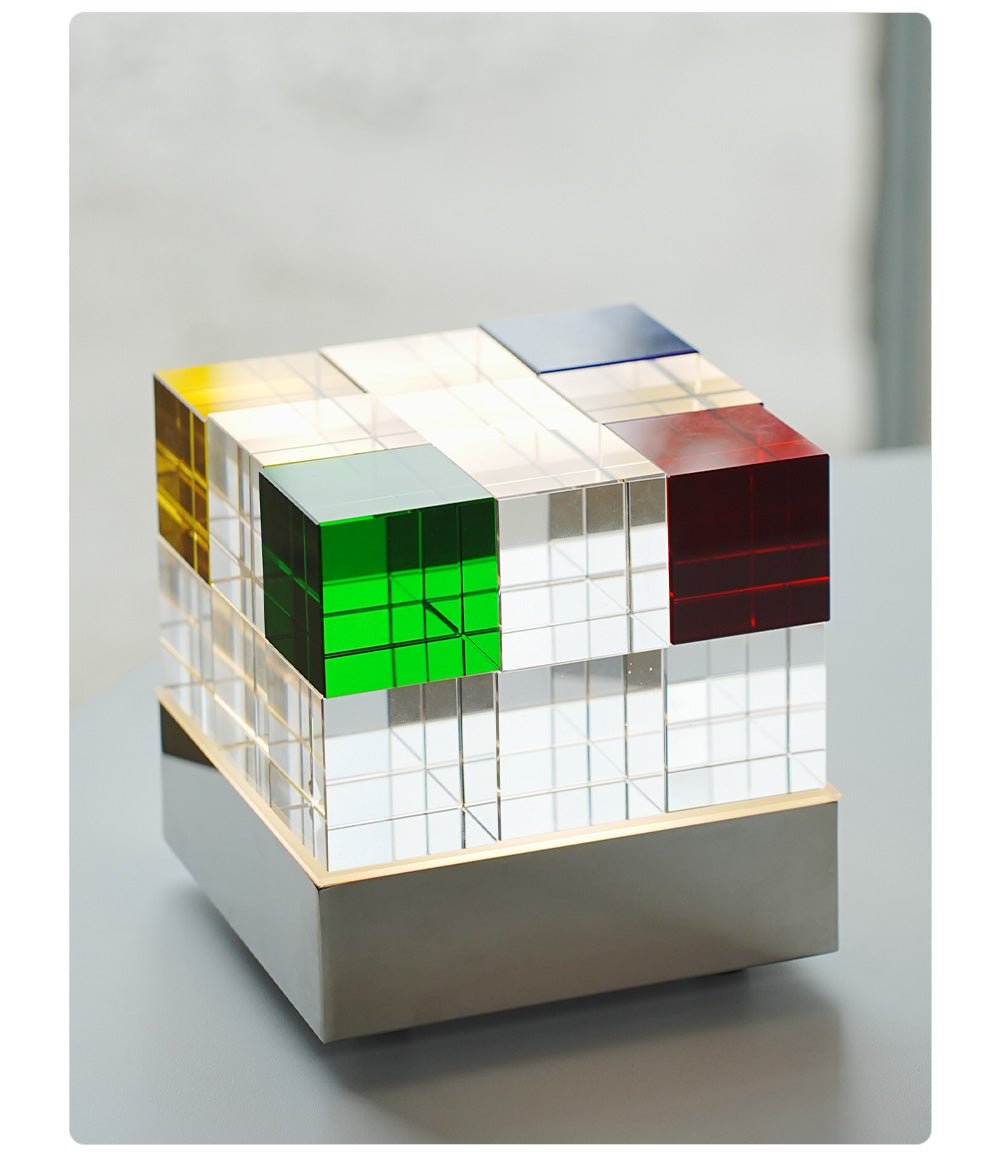 Colored Crystal Cube Table Lamp