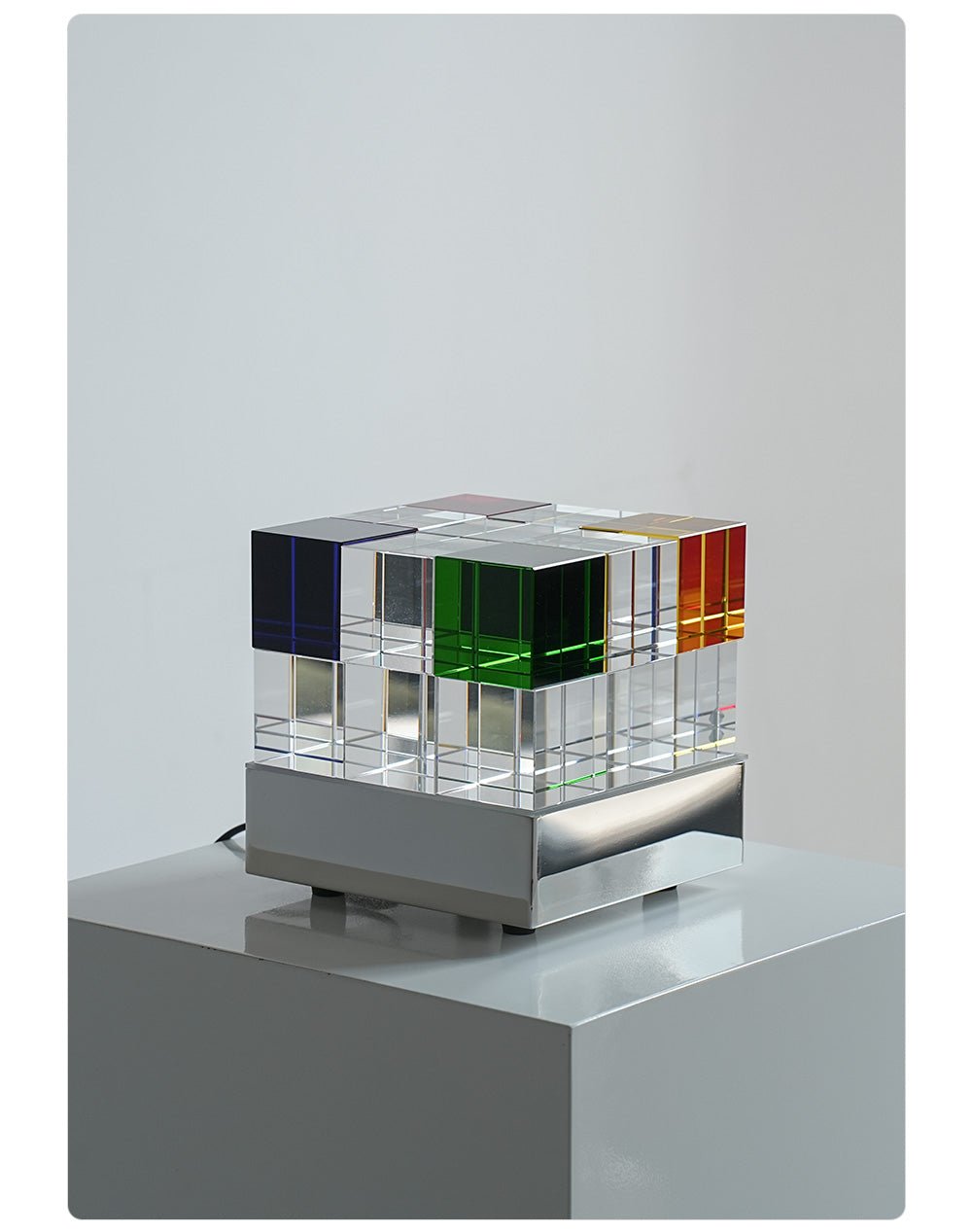 Colored Crystal Cube Table Lamp