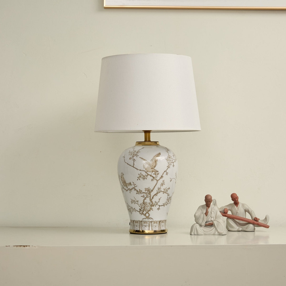 Avian Floral Ceramic Table Lamp