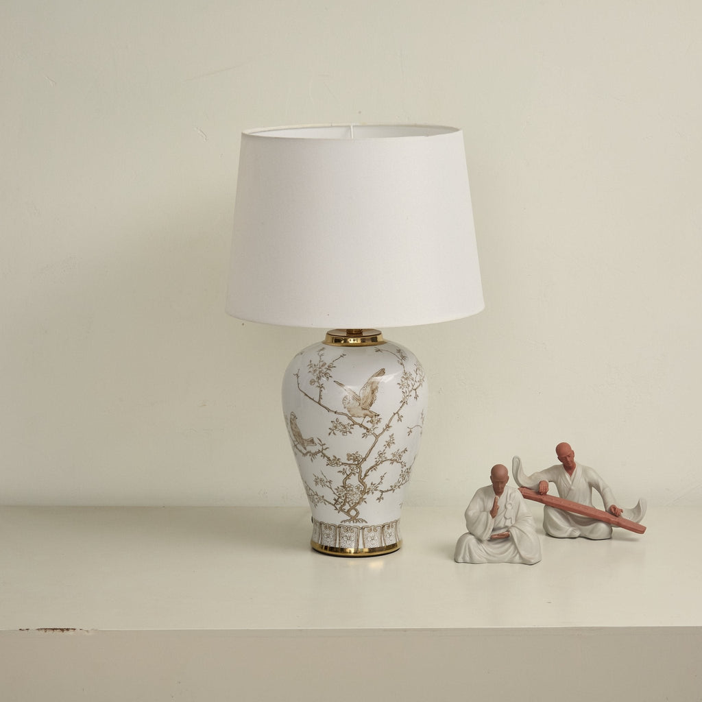 Avian Floral Ceramic Table Lamp